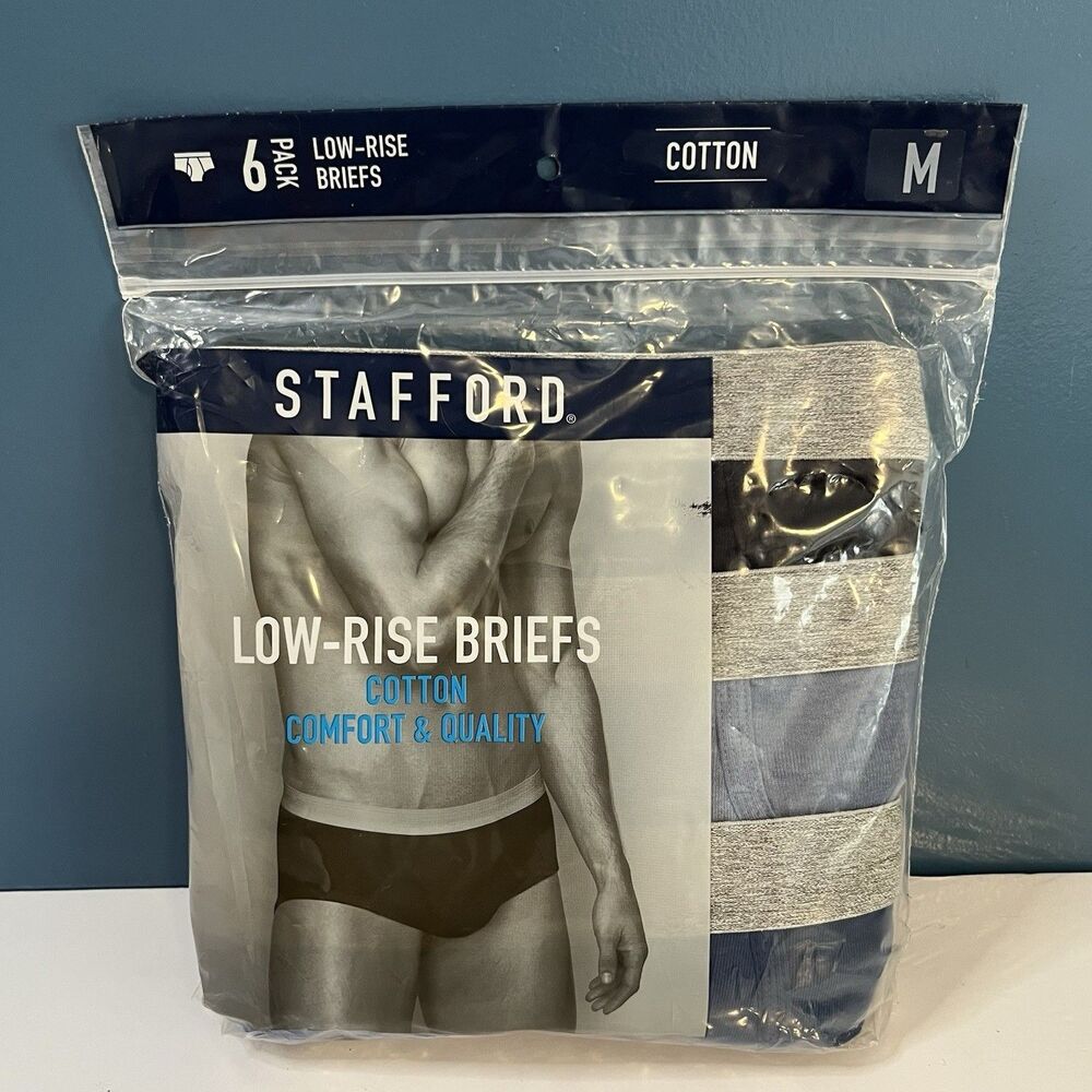 Stafford Low-Rise Briefs Men 6-pack Cotton Men's Underwear Sz Medium Blues NWT